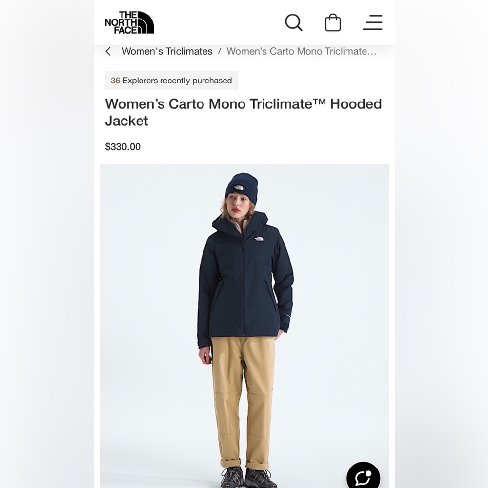 The North Face Women's Triclimate Hooded Jacket - size Large- black